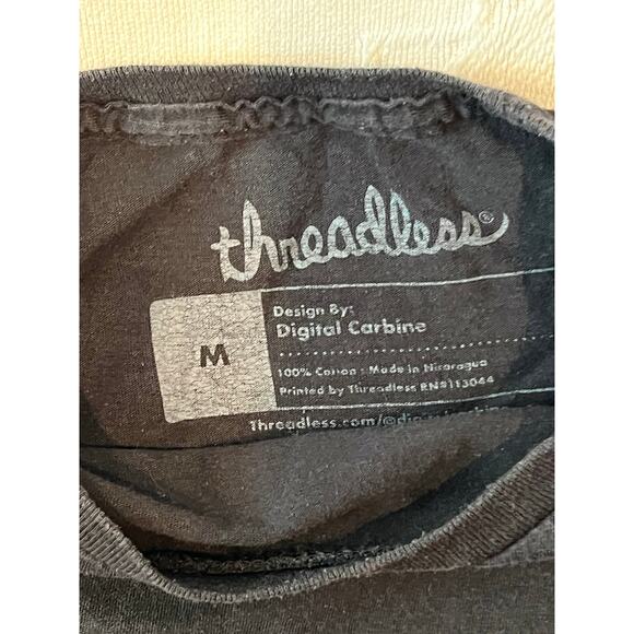 Threadless Spaceman Tagging Smiley Black T-Shirt Mens M - Picture 3 of 3